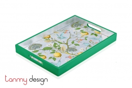 Rectangle lacquer tray with tropical fruit pattern 30*45*4.5 cm